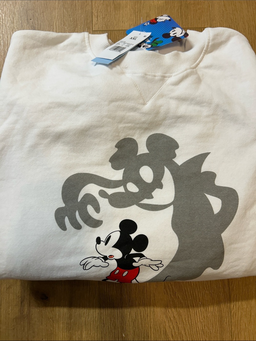 Mickey Mouse Graphic Sweatshirt - White with Gray and Red